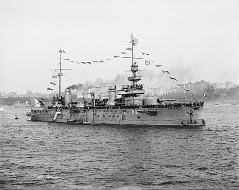 French battleship Justice by Detroit Publishing Co., restored by Adam Cuerden