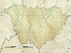 Mapa konturowa Górnej Loary, w centrum znajduje się punkt z opisem „Puy-en-Velay”