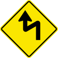 W1-4 Double bend or series of bends, first to the left