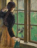 Helene kijkt uit het raam in de tuin, 1885