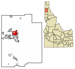 Location of Hayden in Kootenai County, Idaho.