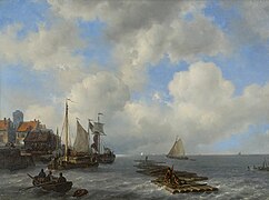 Louis Meijer Moored sailing vessels by a quay 1841[6]