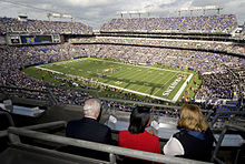 M&T Bank Stadium, home to the Baltimore Ravens of the National Football League M&T Bank Stadium DoD.jpg