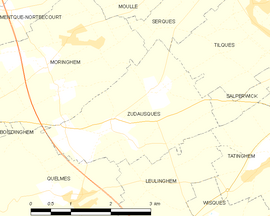 Mapa obce Zudausques