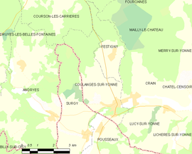 Mapa obce Coulanges-sur-Yonne