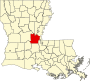 Harta statului Louisiana indicând parohia Avoyelles