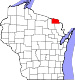 Harta statului Wisconsin indicând comitatul Florence