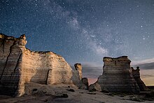 Milky Way over Monument Rocks, Kansas, USA