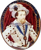 Porträt James I. von England, gemalt von Nicholas Hilliard, 1603–1609