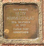 Stolperstein Rehburg-Loccum Mühlentorstraße 25 Betty Hammerschlag