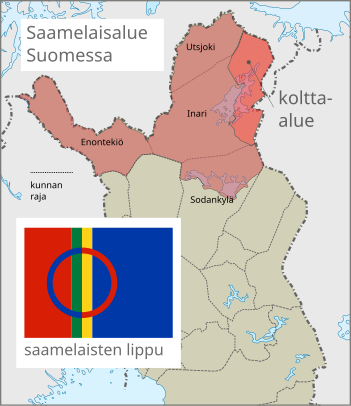 Saamen lippu. Lisää tietoa lipusta ja värien merkityksestä täällä.