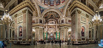 Vista panorâmica do interior da catedral ortodoxa de Santo Isaac em São Petersburgo, Rússia. (definição 9 216 × 4 303)