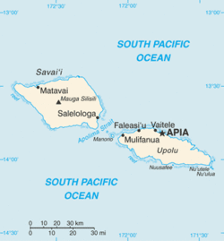 Mapa de Samoa, único lugar donde se pueden encontrar ejemplares de la minúscula Patu marplesi.