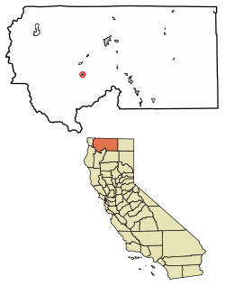 Location of Etna in Siskiyou County, California.