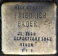 Stolperstein für Friedrich Bader (Engelbertstraße 12)