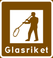 14.08.-20.08.06:Hinweisschild auf das „Glasreich“ in Småland.