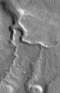 Tempe Fossae Sinuous Channel, as seen by HiRISE