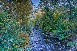 Beginn des Wanderweges an der Bode in Thale