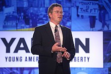 Massie speaking at the Young Americans for Liberty convention in April 2019. Thomas Massie (32685197417).jpg