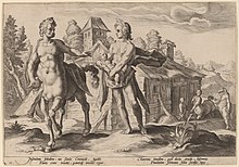 Apollo entrusting Chiron with the education of Aescalapius 1590. Apollo Entrusting Chiron with the Education of Aescalapius - etching - Washington DC, NGA.jpg