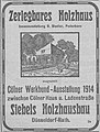 Werbeanzeige der Fa. A. Siebel und Bernard Stadler anläßlich der Werkbundausstellung von Juli 1914.