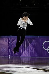 Hanyu performing a triple Axel at the exhibition gala of the 2018 Winter Olympics