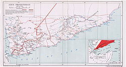 Vuoden 1948 kartta Adenin siirtomaasta.