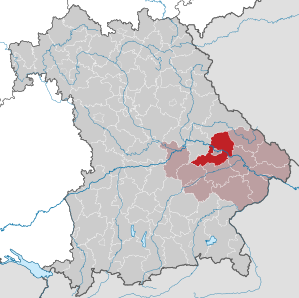 Beliggenheden af Landkreis Straubing-Bogen i Bayern (klikbart kort)