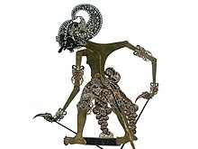 Batara Surya wayang (puppetry) figures COLLECTIE TROPENMUSEUM Wajangpop van karbouwenhuid Bima voorstellend TMnr 1772-528.jpg