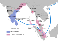 Chola Empire under Rajendra Chola c. 1030 AD Chola Empire map.svg