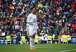 By March 2016, Ronaldo had scored 252 goals in 228 matches in La Liga to become the competition's second-highest goalscorer. Cristiano Ronaldo ante el Celta de Vigo.JPG