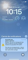 Message d'alerte sur iPhone