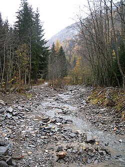 Potok asi 5 km od Gepatschspeichers