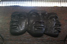 Fiberglass reinforced resin sculpture with bronze fillings by James Toatley for Jackson Square, Boston MA for the MBTA