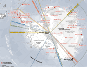 Antarktis, Geografie, Ansprüche und Forschungsstationen