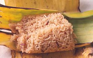 sticky rice in traditional banana-leaf wrapper...