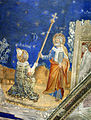 Święty Marcelis otrzymuje berło z rąk św. Piotra – fragment malowideł w kaplicy św. Marcelisa
