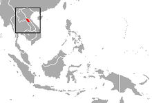 Carte de l'Asie du su est avec un point rouge sur le Laos