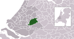 Highlighted position of Krimpenerwaard in a municipal map of South Holland