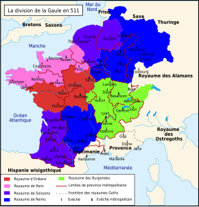 Carte de la Gaule en 511