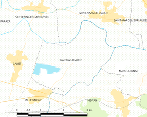 Poziția localității Raissac-d'Aude