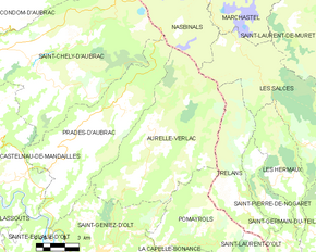 Poziția localității Aurelle-Verlac