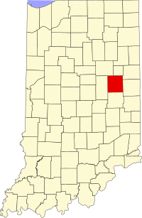 Округ Делавер на мапі штату Індіана highlighting