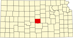 map of Kansas highlighting Rice County