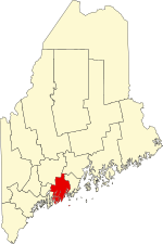 Map of Maine highlighting Lincoln County