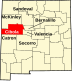 Harta statului New Mexico indicând comitatul Cibola
