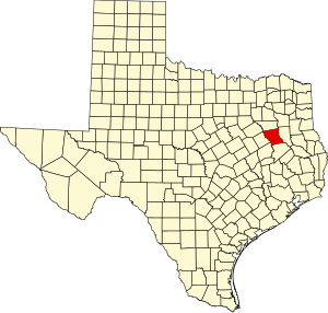 Карта Техаса с выделением округа Андерсон