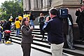 Mary Wooldridge addressing a protest about logging of Brown Mountain forest