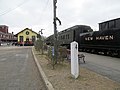 Eisenbahn-Meilenstein in Essex (Connecticut, USA)