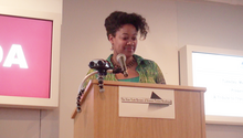 N.K. Jemisin speaking before a meeting of the New York Review of Science Fiction Readings in May 2011 NK Jemisin (by Loz) (ii).png